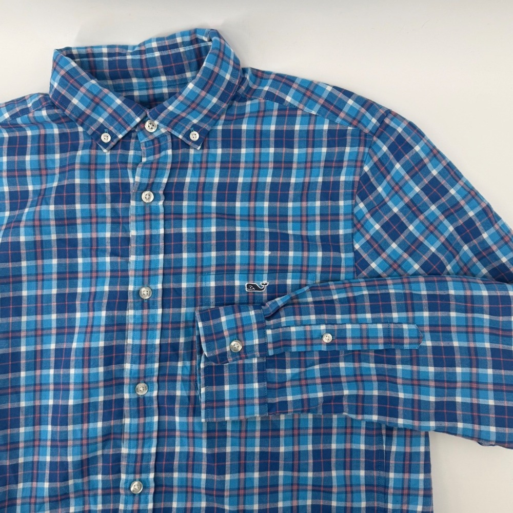Vineyard Vines Men's Performance Classic Fit Tucker Shirt Blue Plaid Size Small